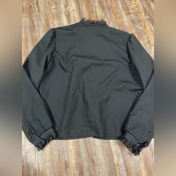 Vintage 70s Black goth alt blouse with tie neck - Picture 5 of 5